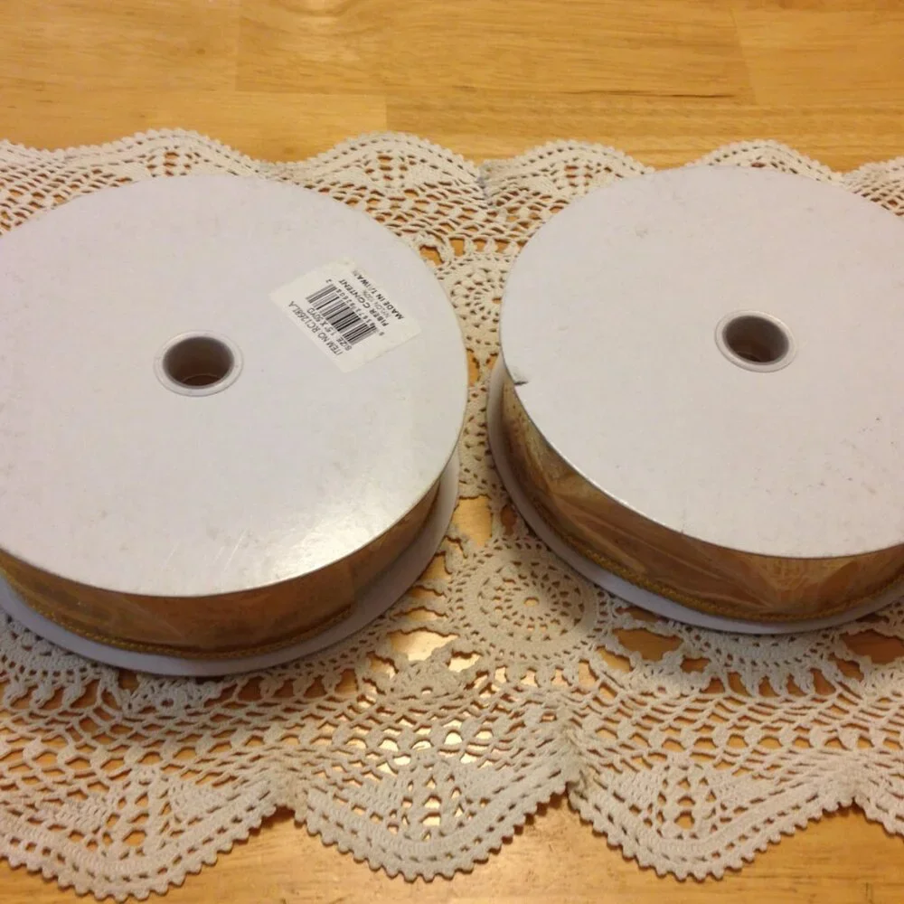Gold Christmas or Thanksgiving Ribbon, gift ribbon or to make wreaths